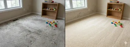 Before and after allergen deep carpet cleaning for a home with young children in East Mesa, Las Cruces NM