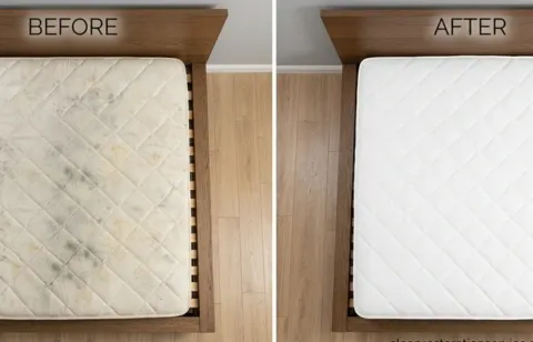 Before and after dust mite allergen mattress cleaning — Mesilla NM near Old Mesilla Plaza
