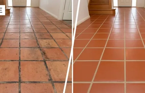 Before and after entryway tile and grout cleaning, rental property — Dona Ana NM