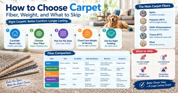 How to Choose Carpet: Fiber, Face Weight, and What to Skip