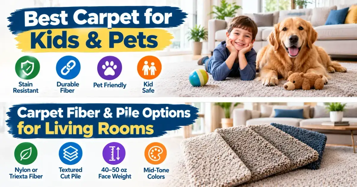 Best carpet for kids and pets with fiber and pile options for living rooms
