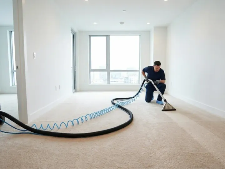 Bliss Carpet Cleaning technician performing move in and move out carpet cleaning in Las Cruces NM