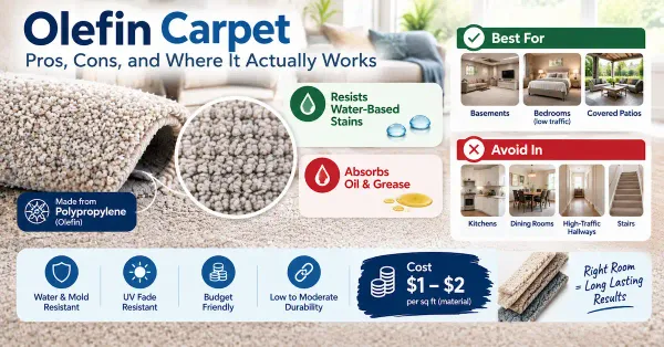 Olefin Carpet: Pros, Cons, and Where It Actually Works