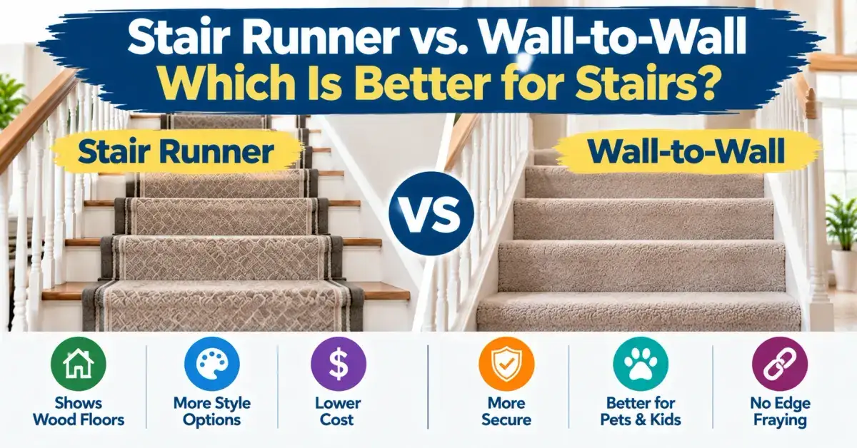 Stair runner vs wall-to-wall carpet comparison