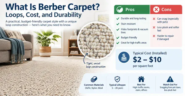 What Is Berber Carpet? Loops, Cost, and Durability