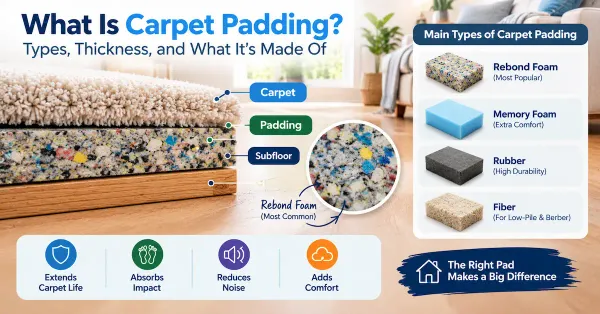 What Is Carpet Padding? Types, Thickness, and What It's Made Of