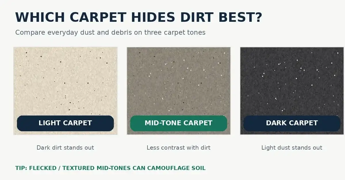 Comparison of which carpet tone hides dirt and debris best