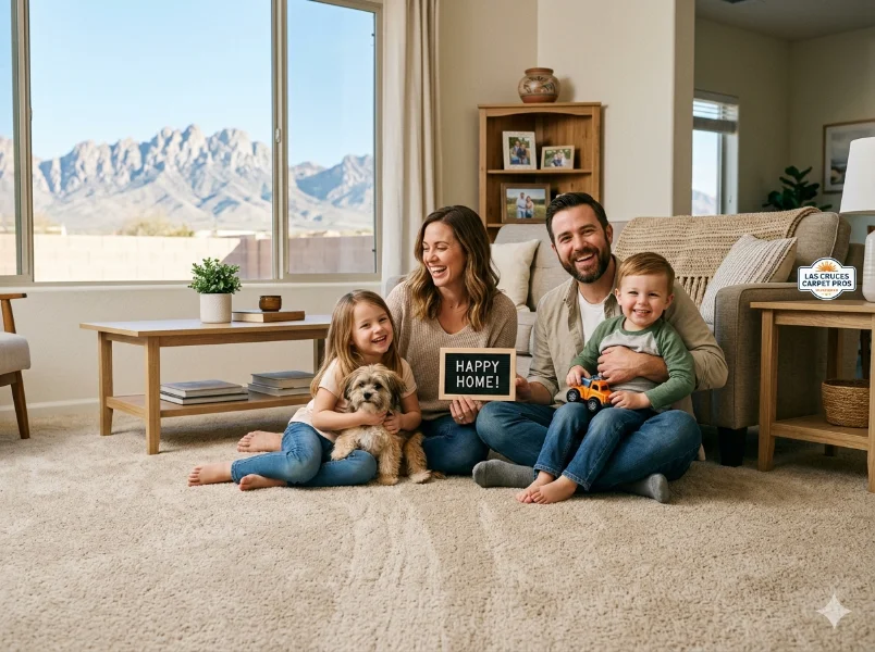 A happy Las Cruces family of which we have cleaned their carpet