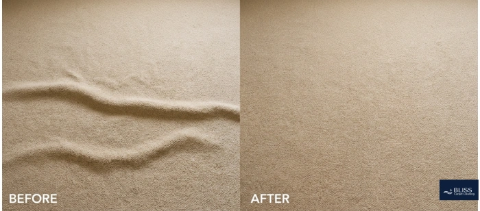 Before and after carpet stretching water damage three rooms Dona Ana NM