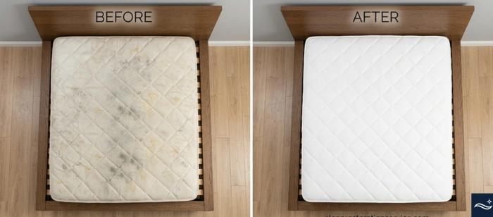 Before and after dust mite allergen mattress cleaning Mesilla NM Old Mesilla Plaza