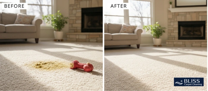 Before and after move in carpet cleaning new homeowners dog odor Mesilla NM