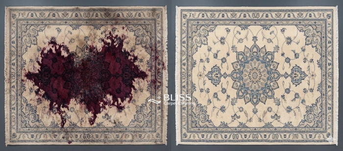 Before and after red wine stain removal area rug Sonoma Ranch Las Cruces NM