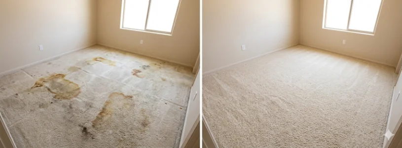 Carpet before and after cleaning military home Roadrunner Parkway Las Cruces NM