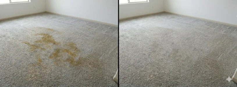 Pet stained carpet before and after cleaning Solano Drive Las Cruces