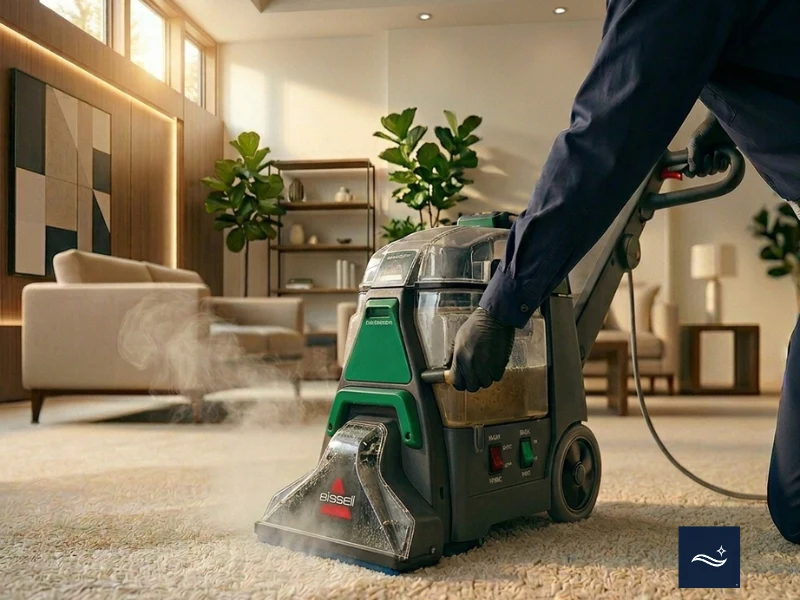 Residential Carpet Cleaning 2 our team memer are cleaning a carpet in a house our carpet cleaning project