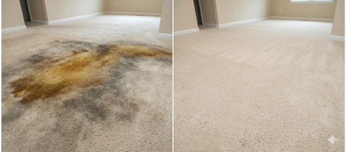Before and after carpet cleaning desert dust pet stains Holguin Road Vado NM