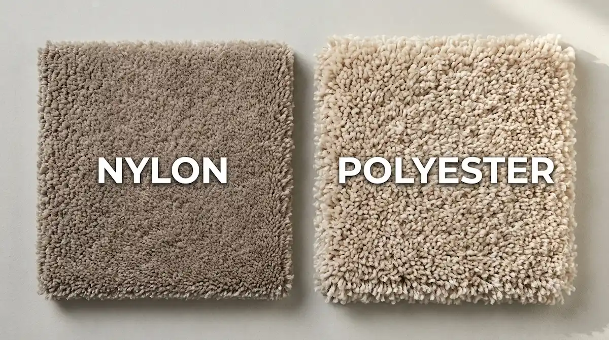 Nylon vs Polyester Carpet: Durability, Cost, and Care 2 Nylon and polyester carpet samples side by side